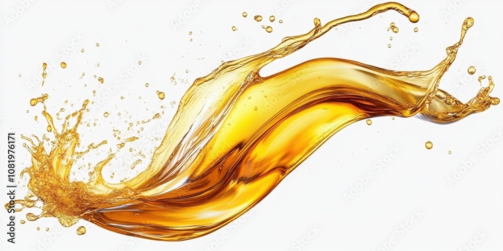 Fototapeta premium golden oil splashes on white background