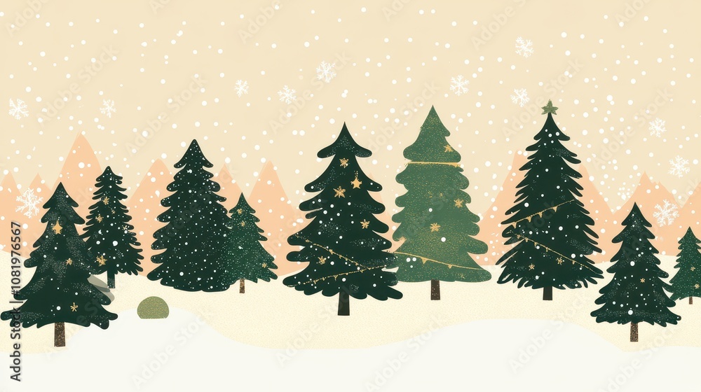 Cozy Winter Forest with Snow and Holiday Decor Cozy Winter Forest with Snow and Holiday Decor