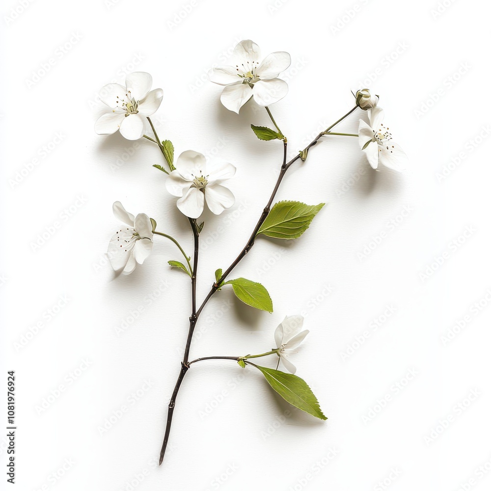Obraz premium Elegant White Blossoms on Simple Background