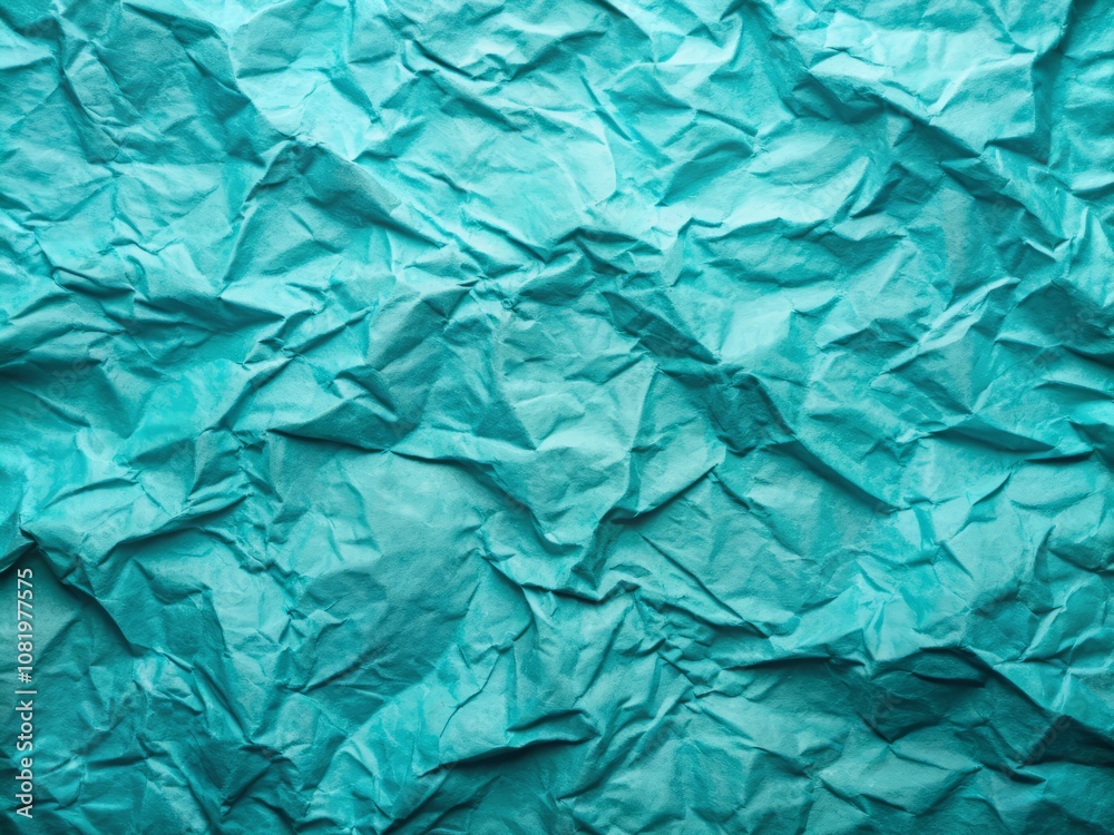 Fototapeta premium Abstract Turquoise Crumpled Paper Texture Background for Creative Projects, Website Designs, and Print Media - Perfect for Modern Aesthetic and Artistic Applications