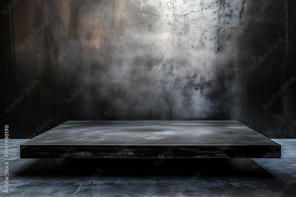 Dark Metal Tabletop Surface, Clean and Smooth Texture, Front View Ideal for Product Presentations and Flat-Lay Photography Dark Metal Tabletop Surface, Clean and Smooth Texture, Front View Ideal for Product Presentations and Flat-Lay Photography