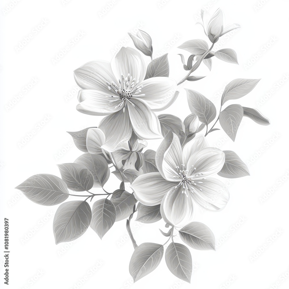 Obraz premium Elegant White Floral Illustration on Soft Background