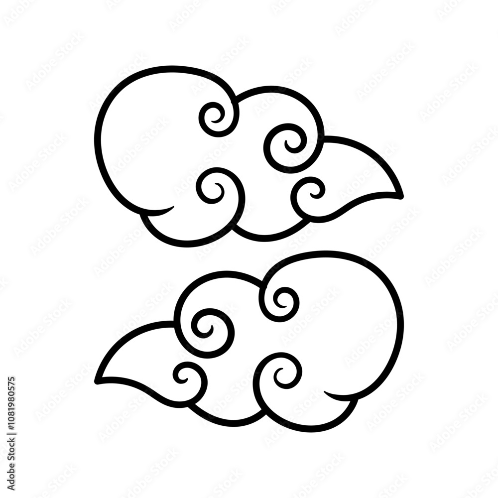 fun cartoon of two cloud isolated drawing coloring line art style sketch classic vintage design illustration fun cartoon of two cloud isolated drawing coloring line art style sketch classic vintage design illustration
