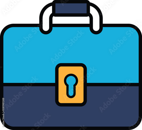 A blue briefcase with a yellow lock