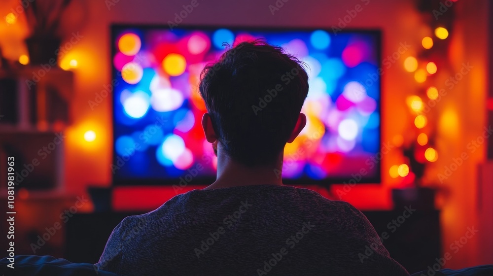 Cozy Evening at Home with a Modern TV and Ambient Lights Cozy Evening at Home with a Modern TV and Ambient Lights