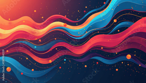 Dynamic Abstract Waves in Vibrant Colors - A Stunning Graphic Design