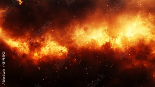 Fiery Abstract Background Blurry And Defocused, Embers And Sparks, Orange And Red Flames