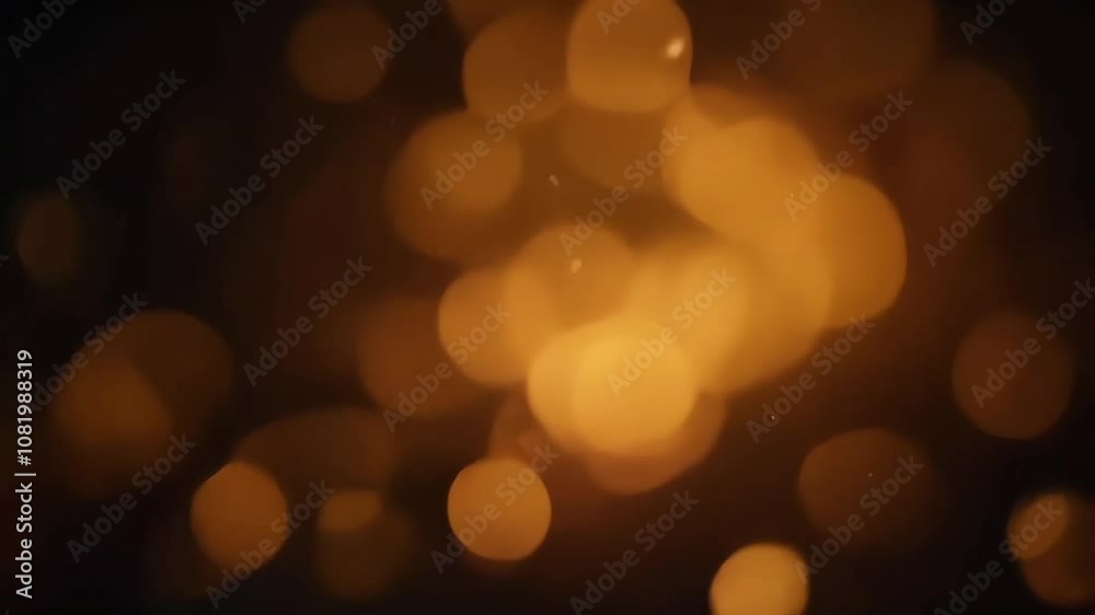 Blurred golden bokeh on black background, videophone, holiday, festive, lights going out, new year, garlands Blurred golden bokeh on black background, videophone, holiday, festive, lights going out, new year, garlands