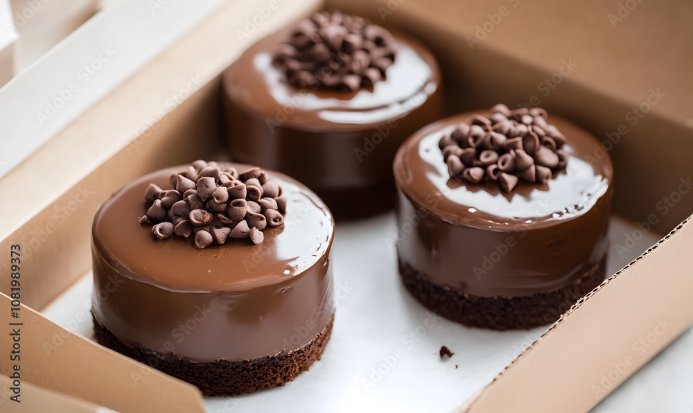 Chocolate cake in a cardboard box, Generative AI Chocolate cake in a cardboard box, Generative AI