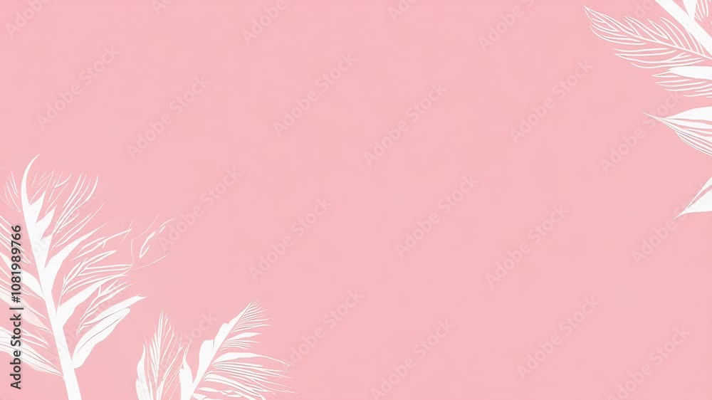 leaves swaying gently soft pink background ideal mobile advertising backgrounds seasonal promotions ample copy space summer fern leaf landscape template tropical spring frame video graphic minimal leaves swaying gently soft pink background ideal mobile advertising backgrounds seasonal promotions ample copy space summer fern leaf landscape template tropical spring frame video graphic minimal
