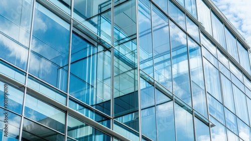 Close-up glass and steel facade modern Architecture exterior