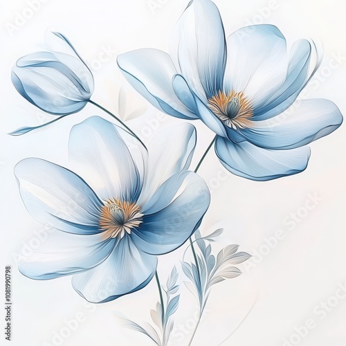 Elegant Blue Floral Composition for Art and Design