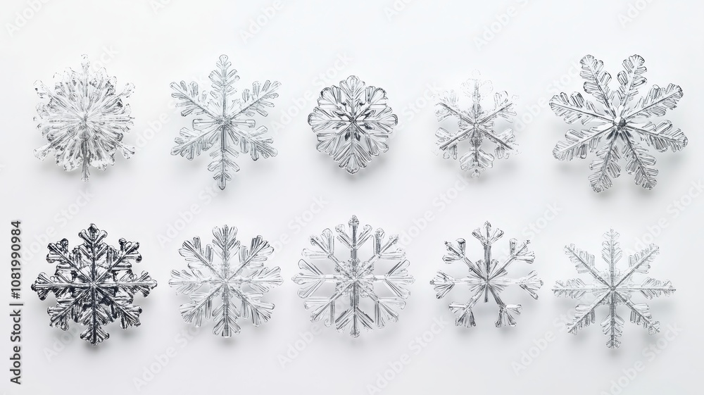 Set of snowflakes isolated on a white background Set of snowflakes isolated on a white background