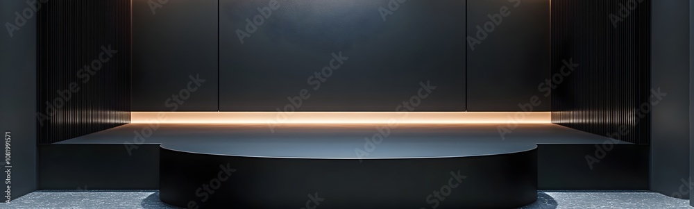 Product display podium with gray and Dark blue light Background Product display podium with gray and Dark blue light Background