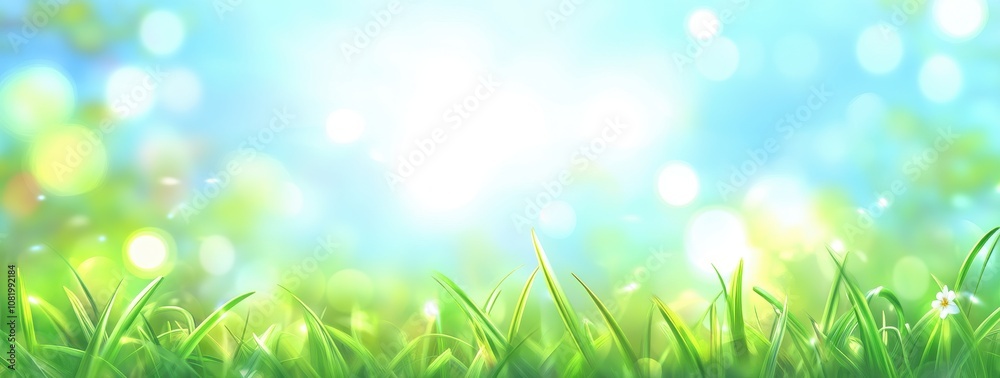 Obraz premium Blurred Spring Nature Background with Sun Flare