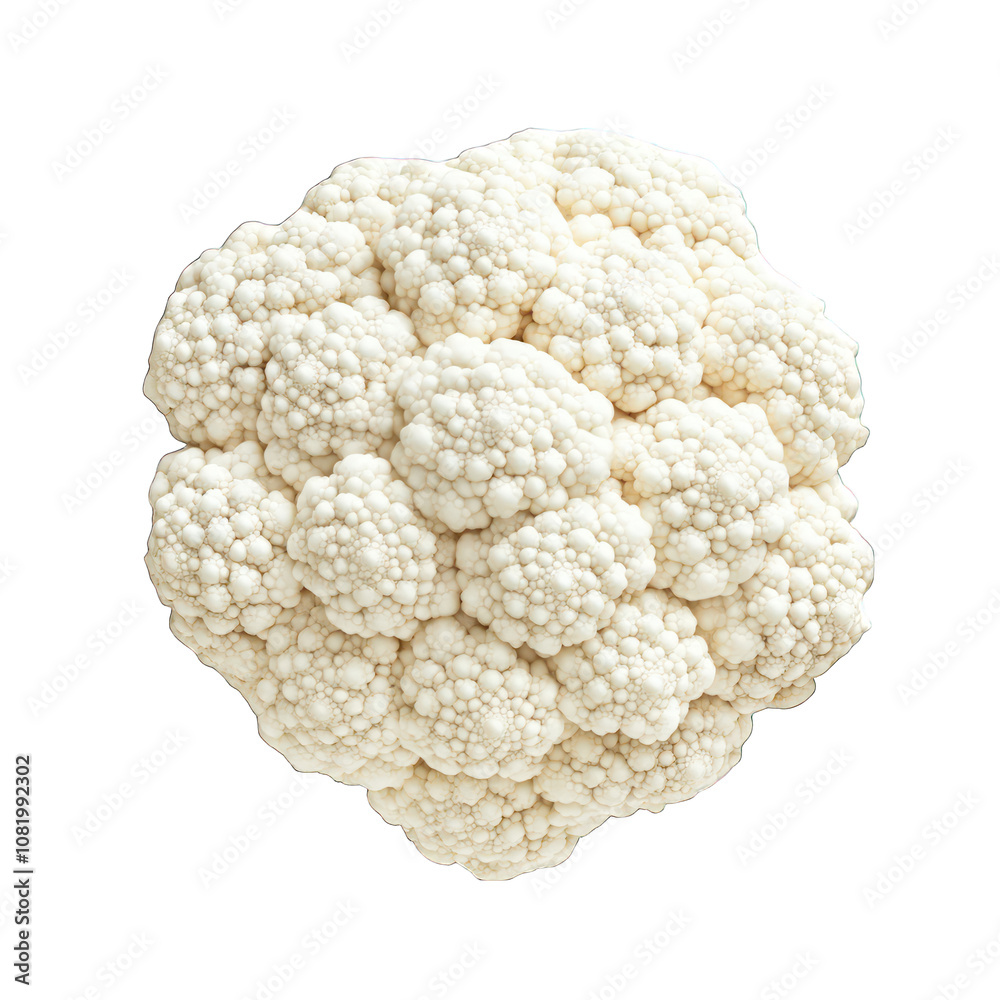 Cauliflower top view isolated on transparent background Cauliflower top view isolated on transparent background