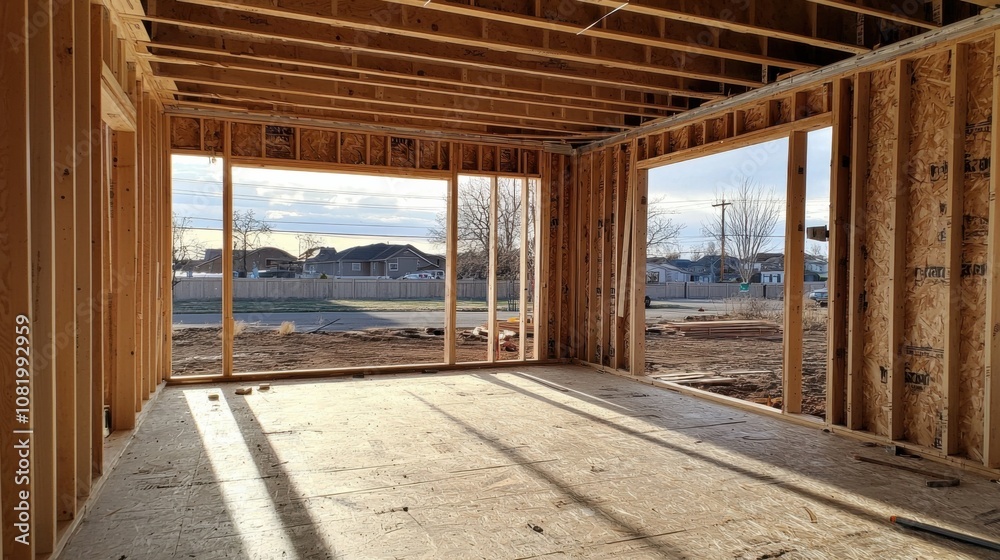 Fototapeta premium Open Space in New Construction Home Interior