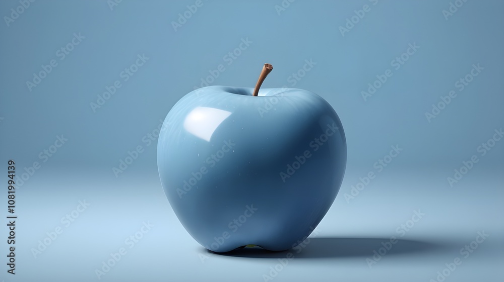 Obraz premium blue apple with light blue background 
