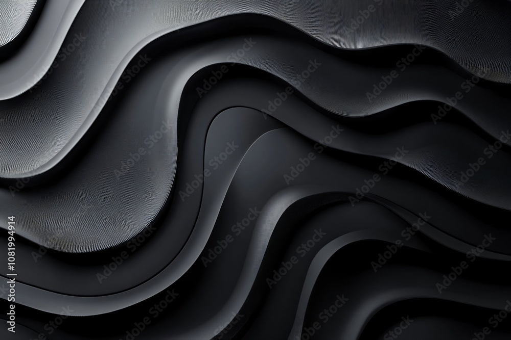Fototapeta premium Smooth black waves creating an elegant and modern abstract background, perfect for design projects