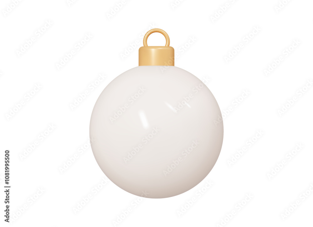 3D Christmas beige and golden ball realistic vector illustration. New Year bauble for pine tree. Glossy xmas toy. Holiday celebration decoration element. Cartoon creative design icon 3D Christmas beige and golden ball realistic vector illustration. New Year bauble for pine tree. Glossy xmas toy. Holiday celebration decoration element. Cartoon creative design icon