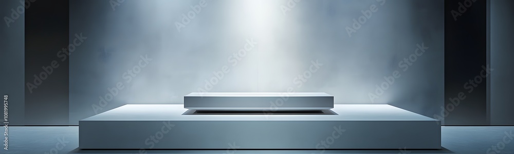Product display podium with gray and Dark blue light Background