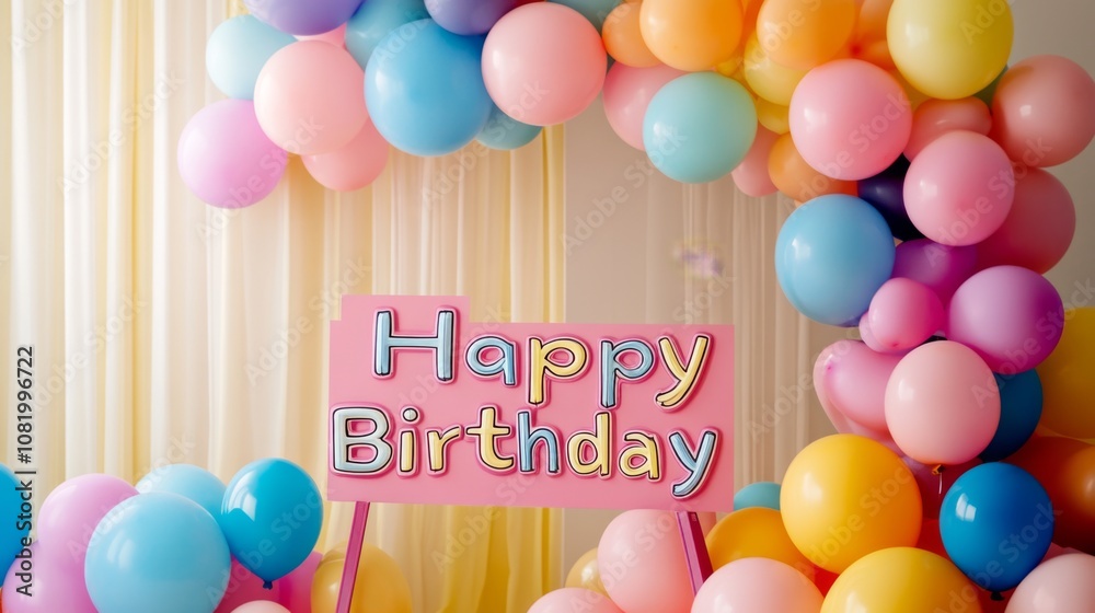 Vibrant Birthday Celebration with Colorful Balloons Vibrant Birthday Celebration with Colorful Balloons