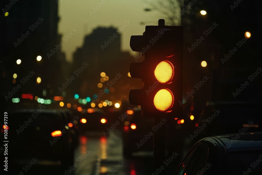 A traffic light with two yellow lights on. A traffic light with two yellow lights on.