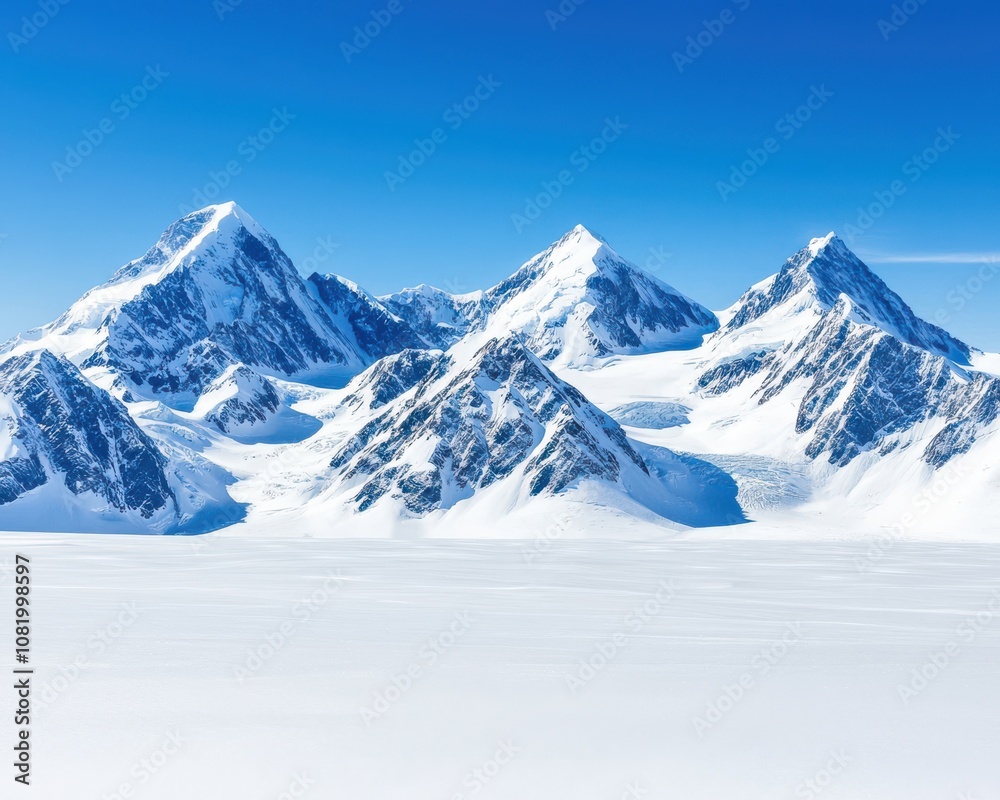 Majestic snow-capped mountains arctic region nature photography clear blue sky wide angle view serenity and adventure Majestic snow-capped mountains arctic region nature photography clear blue sky wide angle view serenity and adventure