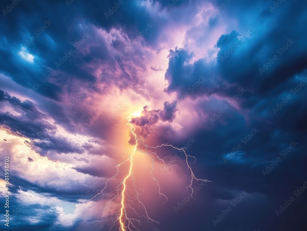 Fototapeta premium Lightning storm causes, exploring the science behind thunderstorms and their electrical activity