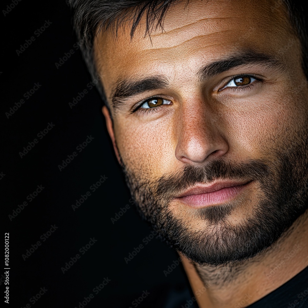 Obraz premium Portrait of a man with a thoughtful expression and dark background