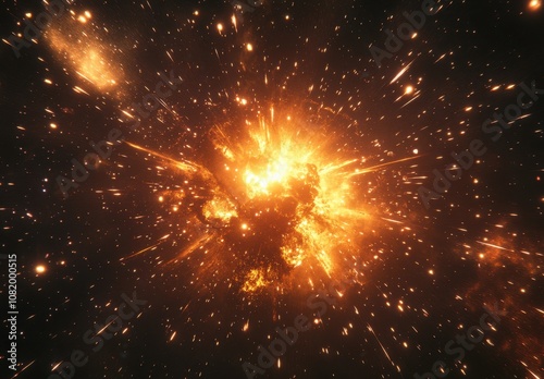 Wallpaper Mural Stunning Explosion of Cosmic Energy Illuminating the Depths of Space with Glowing Stars and Fiery Particles in a Vivid Celestial Scene Torontodigital.ca