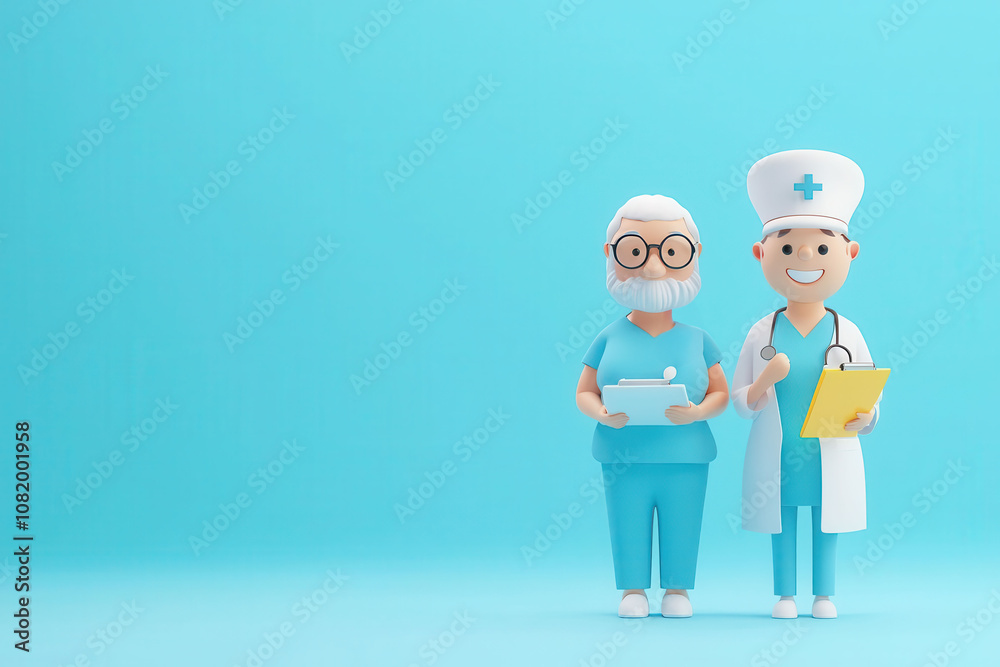 Medical consultation, patient and nurse, professional atmosphere, 3D illustration Medical consultation, patient and nurse, professional atmosphere, 3D illustration