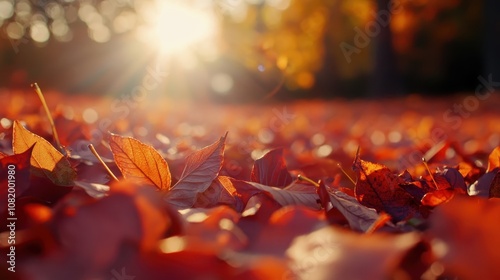 Wallpaper Mural A detailed shot of autumn leaves in vibrant shades of red, orange, and yellow. Torontodigital.ca