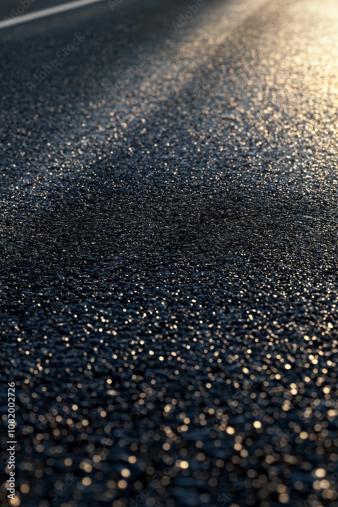 Sunlight reflecting on a wet asphalt road. Sunlight reflecting on a wet asphalt road.