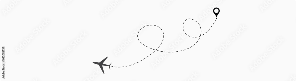 Airplane line path route travel vector concept. Plane path set. Travel path icon set. Location for travel, dotted road map with destinations. Vector illustration 6 Airplane line path route travel vector concept. Plane path set. Travel path icon set. Location for travel, dotted road map with destinations. Vector illustration 6