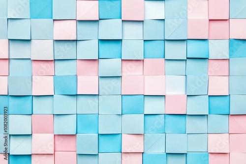 Abstract blue and pink square pattern background.