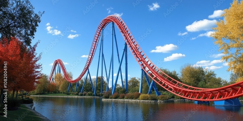 Fototapeta premium roller coaster ride in park