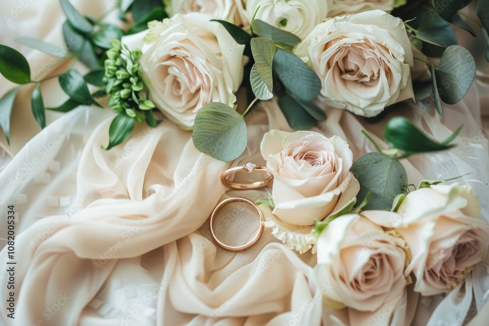 Calligraphy Wedding. Elegant Handmade Wedding Invitations with Floral Decor and Rings Calligraphy Wedding. Elegant Handmade Wedding Invitations with Floral Decor and Rings