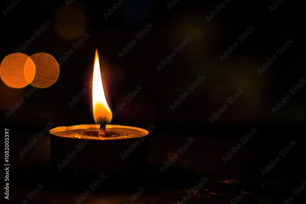 Candle In The Dark. Beautiful Burning Flame on Black Background, Romantic Candlelight Candle In The Dark. Beautiful Burning Flame on Black Background, Romantic Candlelight