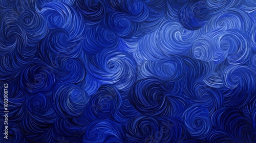 Abstract swirls of deep blue and light blue tones create a mesmerizing and dynamic visual experience, reminiscent of movement in water or sky, ideal for various creative projects.