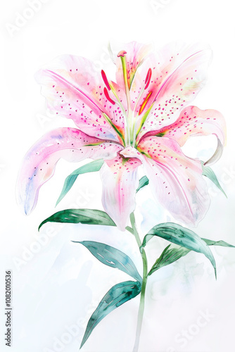 Watercolour painting of pink calla lily flowers on white background, Elegant spring flower, pastel tone, illustration poster