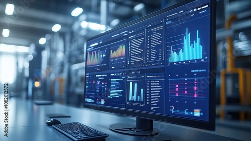 AI-powered monitoring system for energy storage plants digital dashboards, real-time data tracking, intelligent energy management, high-tech industrial atmosphere