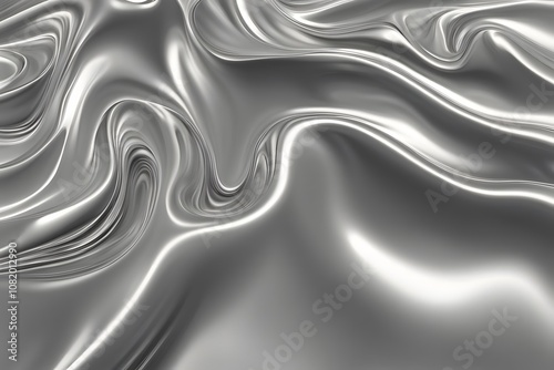 Liquid metal an abstract flowing texture of liquid metal in silver with smooth reflective surface, Ai Generated