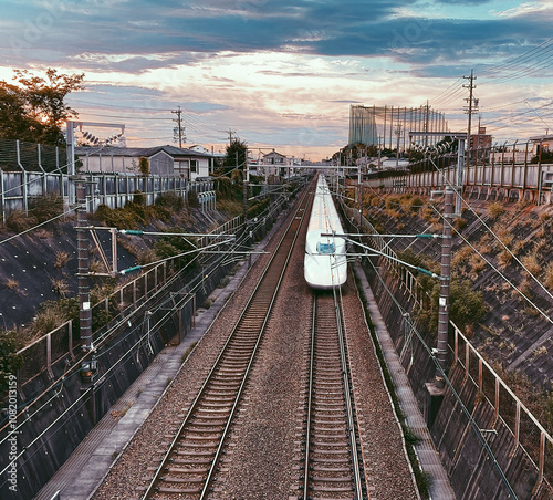 Vászonkép The Shinkansen is moving at high speed.