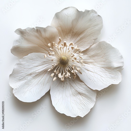 Elegant White Flower on a Plain Background