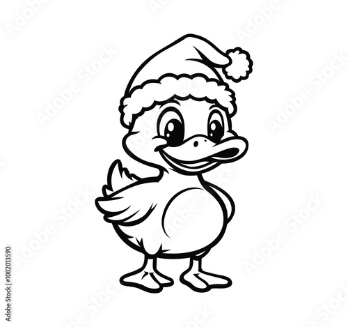 Duck wearing a winter hat vector