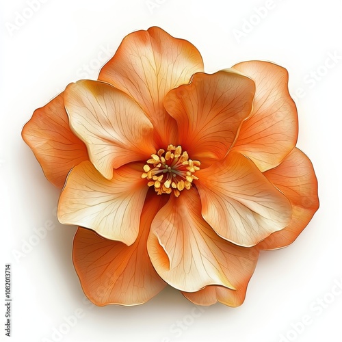 Vibrant Orange Flower Bloom Against White Background