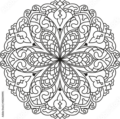 Mandala For Adult coloring page.Flower Outline mandala vector