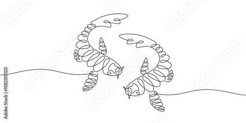 Continuous line drawing of koi carp fish. Minimalist black linear sketch isolated on white background. Hand drawn vector illustration.