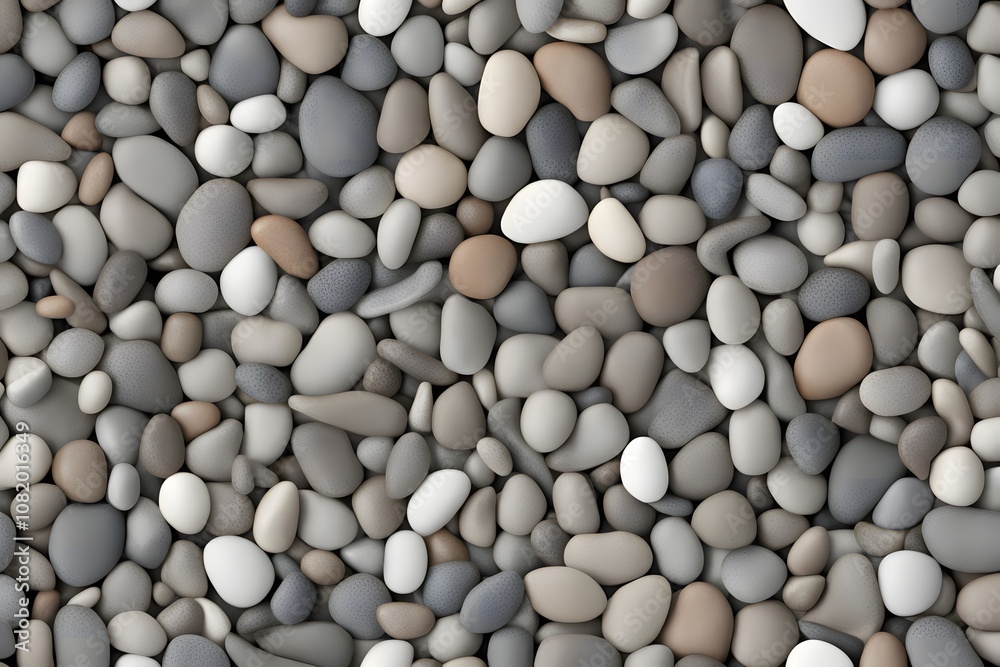 Stone pebbles a seamless texture of small smooth river pebbles in various shades of grey brown, AI Generated Stone pebbles a seamless texture of small smooth river pebbles in various shades of grey brown, AI Generated
